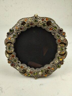 Z Gallerie Amber Gold Jeweled Round Photo Frame